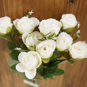 アーティフィシャルフラワー【ローズブッシュパステル】【ホワイト】造花　薔薇