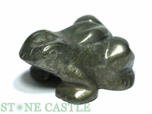 【天然石 彫刻置物】カエル約50mm パイライト 【天然石 パワーストーン】