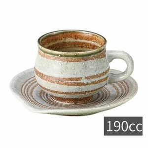 コーヒーカップ&ソーサー 灰釉ライン 190ml 日本製 美濃焼