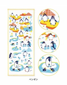 【日本製】【ペンギン】 かわいい動物柄 海の生き物柄 片面ガーゼ フェイスタオル Zootto