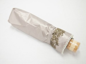 カラーコーティング ハイビスカス刺繍　3段丸ミニ 折りたたみ傘 晴雨兼用 UVカット