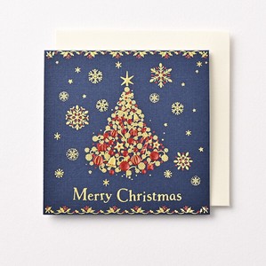 クリスマスミニカード■金箔、赤箔を使ったクリスマスツリー ■二つ折り無地中紙付