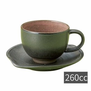 コーヒーカップ&ソーサー 鉄釉丸型ラテマグ(ピンク) 260ml  日本製 美濃焼