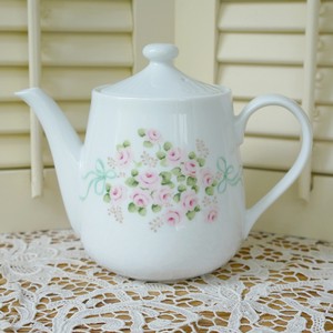 Teapot Bird Pottery Rose Made in Japan