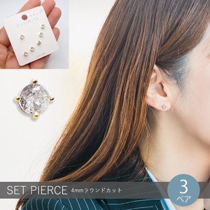 Pierced Earrings Silver Post sliver Rhinestone 3.5mm