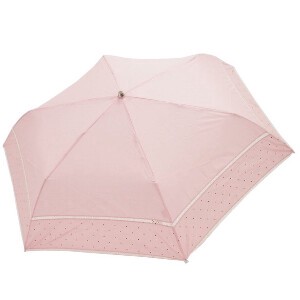 綿×ポリエステル 切継ぎピコ&ドットプリント 3段丸ミニ 折りたたみ傘 晴雨兼用 UVカット
