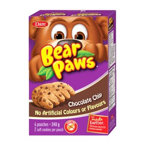 ベア・パウズ　ソフト チョコチップ クッキー 240g (6個入) Dare Bear Paws Chocolate Chip Cookie