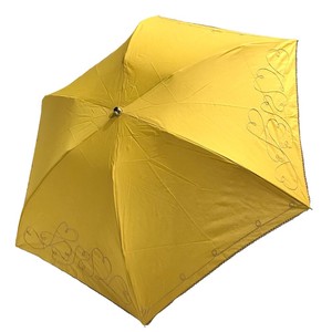 綿×ポリエステル コード刺繍ハート駒飛ばし 3段丸ミニ 折りたたみ傘 晴雨兼用 UVカット