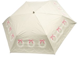 UVカット&完全遮光　遮熱 レースプリント 3段丸ミニ 折りたたみ傘 晴雨兼用