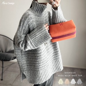 Sweater/Knitwear Knitted Long Sleeves High-Neck Tops
