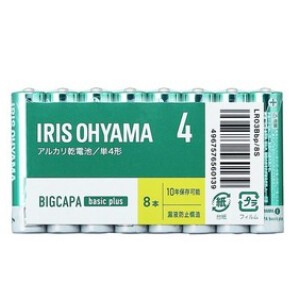 【アイリスオーヤマ　電池　乾電池】　BIGCAPA basic plus アルカリ乾電池  単4形8本パック