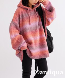 Antiqua Sweater/Knitwear Knitted Hooded Gradation Ladies' Autumn/Winter