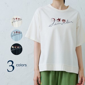 emago T-shirt Spring/Summer Embroidered Bread 5/10 length