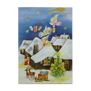 Postcard Christmas Angel Santa Claus