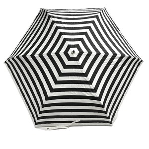 綿×ポリエステル ボーダープリント 3段丸ミニ 折りたたみ傘 晴雨兼用 UVカット