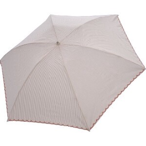 綿×ポリエステル スカラー先染めストライプ 3段丸ミニ 折りたたみ傘 晴雨兼用 UVカット