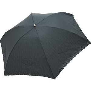 綿×ポリエステル スワトー刺繍　3段丸ミニ 折りたたみ傘 晴雨兼用 UVカット