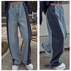 Full-Length Pant Brushed Denim Wide Pants Denim Pants Switching