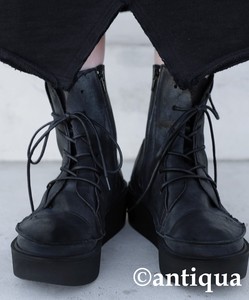 Antiqua Mid Calf Boots Genuine Leather Ladies' Made in Japan Autumn/Winter