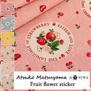 有輪商店 YUWA 松山敦子さん 綿麻キャンバス "Fruit flower sticker" [A:Pink] / 生地 布/ 全6色/AT446909