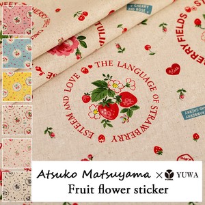 有輪商店 YUWA 松山敦子さん 綿麻キャンバス"Fruit flower sticker"[D:キナリ×Red]/生地布/全6色/AT446909