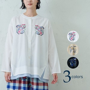 emago Button Shirt/Blouse Spring/Summer Layered Flower Embroidery Thin
