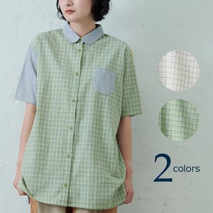 emago Button Shirt/Blouse Spring/Summer Casual Switching