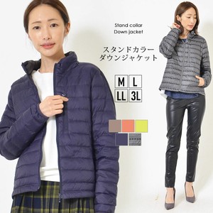 Jacket Plain Color Lightweight Down Jacket Water-Repellent Stand-up Collar L Ladies