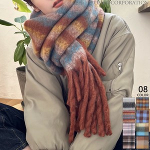 Thick Scarf Fringe Scarf Volume Plaid 【2023NEWPRODUCT♪】
