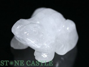 【天然石 彫刻置物】カエル約50mm 水晶 【天然石 パワーストーン】