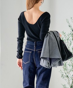 Sweater/Knitwear Knitted Rayon Tops Rib Cashmere Touch