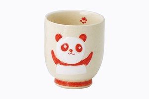 Hasami ware Japanese Teacup Red Pottery Panda Made in Japan
