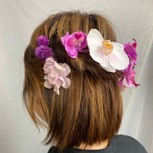 彩髪-irogami- 胡蝶蘭 パープル 髪飾り ヘアアクセ プリザーブドフラワー 成人式 着物 髪留 和装小物