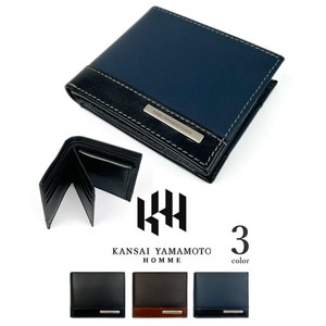 3色 KANSAI YAMAMOTO（ヤマモト カンサイ）本革 バイカラー 中ベロ付き 二つ折り財布 ウォレット(khaa002)