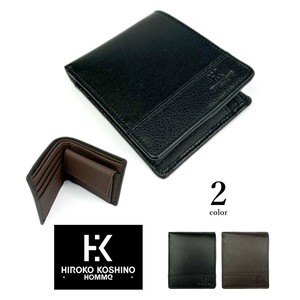 全2色 HIROKO KOSHINO（ヒロコ コシノ）本革 サフィアーノ型押し 二つ折り財布 ウォレット（shhaa006）