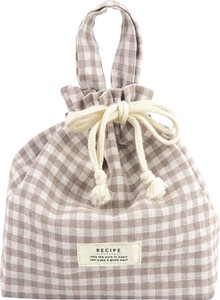 RECIPE LUNCH SACK Gingham Check Grege