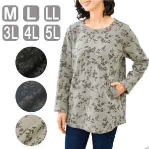Tunic Patterned All Over Floral Pattern Sweatshirt Brushed Lining Ladies' Autumn/Winter