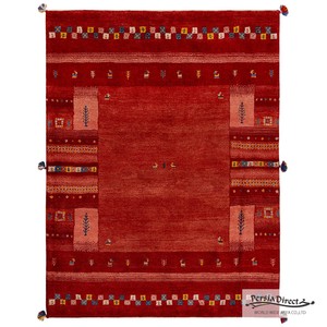 ギャッベ　ペルシャ　イラン　オーガニックウール　絨毯　ラグサイズM（約150×200cm）　G1169　151×198cm