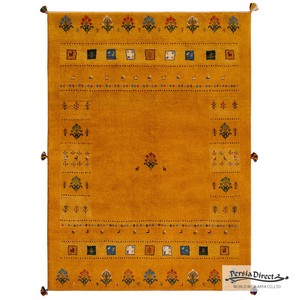 ギャッベ　ペルシャ　イラン　オーガニックウール　絨毯　ラグサイズM（約150×200cm）　G1173　152×204cm