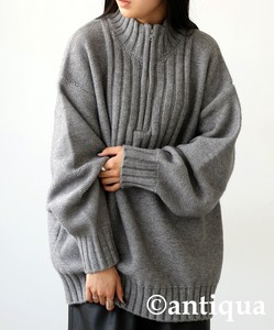 Antiqua Sweater/Knitwear Knitted Long Sleeves Tops Half Zipper Ladies' M Autumn/Winter