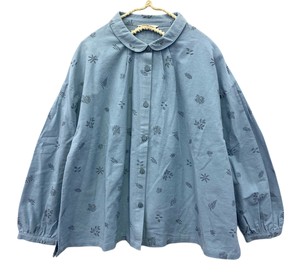 Button Shirt/Blouse Brushing Fabric Floral Pattern