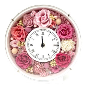 ローズサークルクロック ピンク 時計 プリザーブドフラワー アレンジメント バラ ギフト プレゼント 母の日
