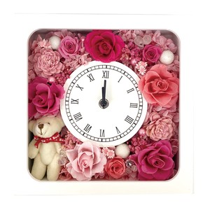 ローズクロック ピンク 時計 プリザーブドフラワー フラワーアレンジメント バラ ギフト プレゼント 母の日