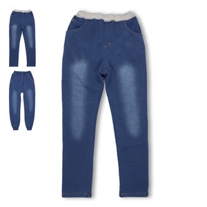 インディゴ爆温裏起毛長パンツ(150-160cm)　V51053　 裏シャギー、暖かい、柔らかい、ストレート、裾リブ