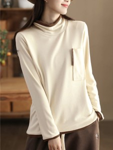 T-shirt Plain Color Long Sleeves T-Shirt Ladies' Autumn/Winter