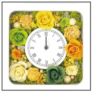 ローズクロック グリーン 時計 プリザーブドフラワー アレンジメント バラ ギフト プレゼント 母の日