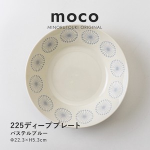 【moco(モコ)】225ディーププレート パステルブルー [日本製 美濃焼 陶器 深皿] オリジナル