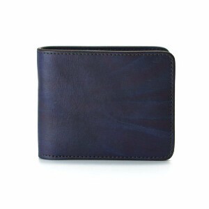 【藍染】二つ折り財布「カレ」本革【日本製】