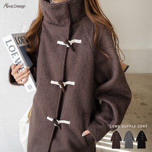 Coat Knitted Shaggy Stand-up Collar Duffle Coat