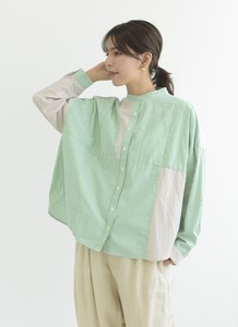 Pre-order Button Shirt/Blouse Patchwork Stripe Cotton